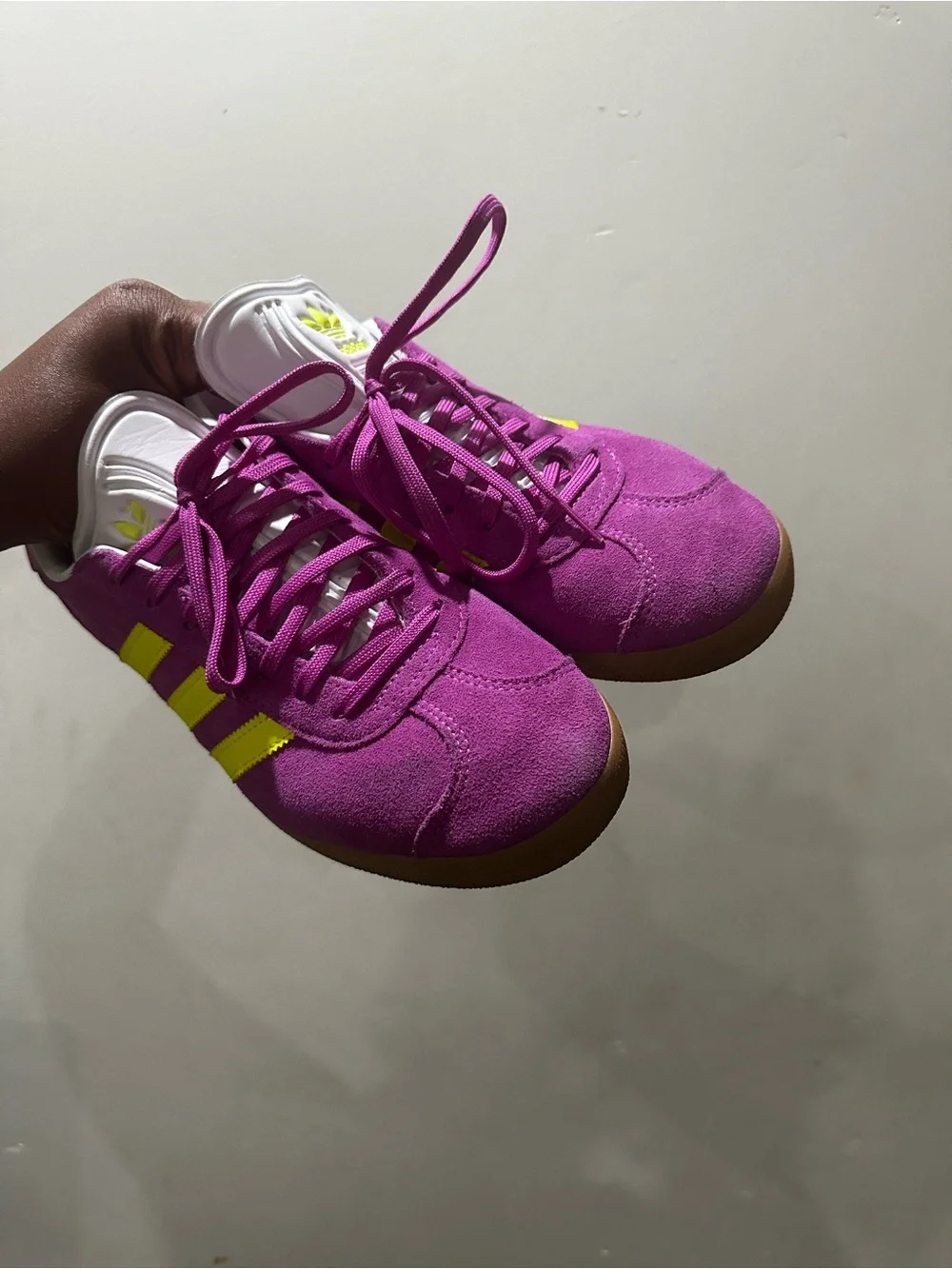 adidas Gazelle Suede Sneaker - Purple with Yellow Stripes